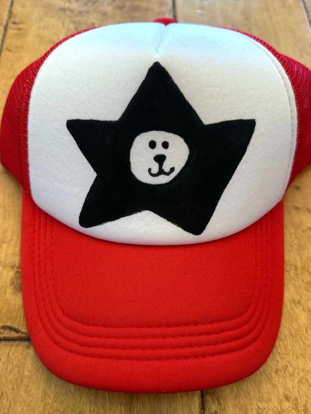 Red and White Star Dawg Japan Surf Trucker Hat